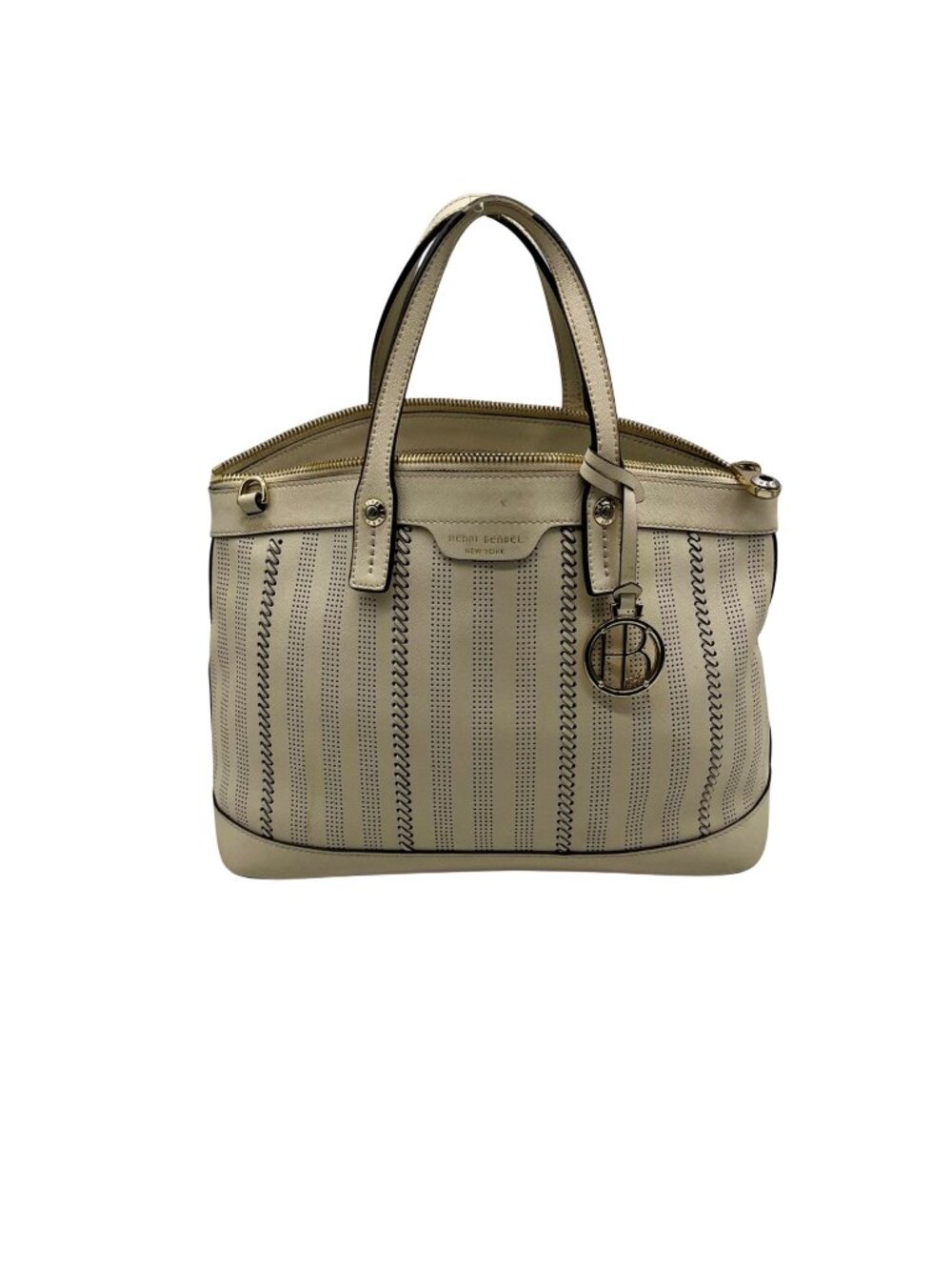 Henri Bendel West 57th Stitched Cream Leather Satchel Bag